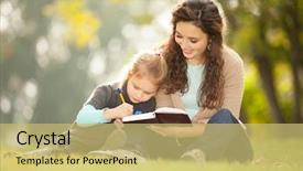  Presentation with child girl reading a book - Cool new PPT theme with japanese girl reading a picture book 2 years old backdrop and a gray colored foreground