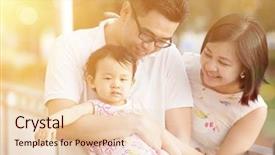  Presentation with walking together - Cool new PPT theme with children outside - portrait of young happy family backdrop and a lemonade colored foreground