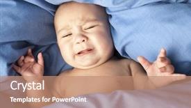  Presentation with pain - Slide set enhanced with children pain - afraid baby under a blue background and a coral colored foreground