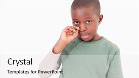  Presentation with white pigeon against the blue - Colorful PPT theme enhanced with children pain - cute boy crying backdrop and a white colored foreground