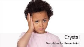  Presentation with sad child - PPT layouts featuring children pain - sad latin child with headache background and a  colored foreground