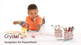  Presentation with african american startup - Theme having children paint - little african-american boy painting background and a lemonade colored foreground