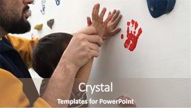  Presentation with design - PPT theme with children paint - man making art design background and a coral colored foreground