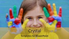  Presentation with filipino child playing - Slide deck with children paint - playing with colors - creative background and a  colored foreground