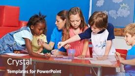  Presentation with paint - Audience pleasing PPT layouts consisting of children-paint-pictures-together backdrop and a tawny brown colored foreground