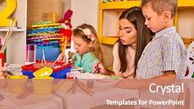  Presentation with organization - Theme having children painting and drawing background and a coral colored foreground