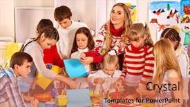  Presentation with school animations - Theme with children painting at art school background and a  colored foreground