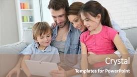  Presentation with family playing board game - PPT layouts with children parenting - family of four playing background and a  colored foreground