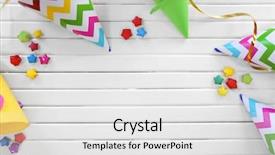  Presentation with decor - Amazing PPT theme having children party - holiday hats and decor backdrop and a white colored foreground