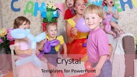  Presentation with birthday boy - Slide deck with children party inscription happy birthday background and a coral colored foreground