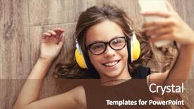  Presentation with old music - Colorful PPT layouts enhanced with children phone - 9 years old child is backdrop and a tawny brown colored foreground