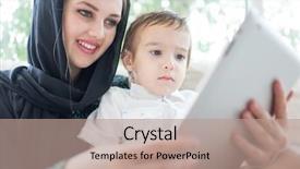  Presentation with planning family baby - Beautiful PPT theme featuring children phone - beautiful arabic family mother backdrop and a coral colored foreground