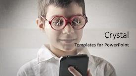  Presentation with broken glass - PPT theme having children phone - broken glasses background and a mint green colored foreground