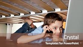  Presentation with phone addiction - Amazing slide deck having children phone - child playing laptop backdrop and a tawny brown colored foreground