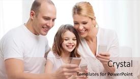  Presentation with family and home love concept - Slide deck featuring children phone - family child technology and home background and a coral colored foreground