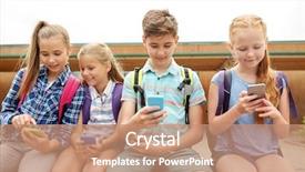  Presentation with friendship school - Audience pleasing PPT layouts consisting of children phone - primary education friendship childhood technology backdrop and a coral colored foreground