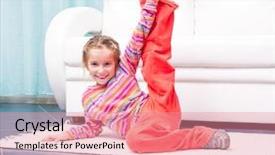  Presentation with sports children - Cool new presentation design with children physical activity - pretty little girl playing sports backdrop and a coral colored foreground