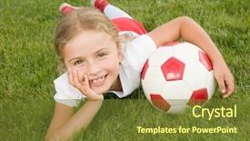 Presentation with soccer - Colorful slide deck enhanced with children physical activity - soccer - little soccer player backdrop and a tawny brown colored foreground