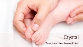  Presentation with physician - Colorful slide deck enhanced with children physiotherapy - seven month baby girls foot backdrop and a lemonade colored foreground