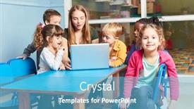  Presentation with play children - Slides with children-play-and-study-together background and a light blue colored foreground