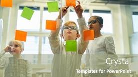  Presentation with play children - Beautiful theme featuring children-play-business-team backdrop and a mint green colored foreground