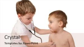  Presentation with play children - Slide deck with children play doctor background and a coral colored foreground