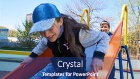  Presentation with play children - PPT theme consisting of children-play-on-the-playground background and a ocean colored foreground