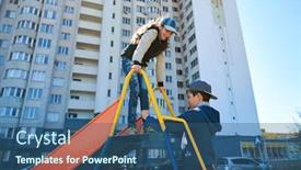  Presentation with condominium - PPT layouts with children-play-on-the-playground background and a ocean colored foreground