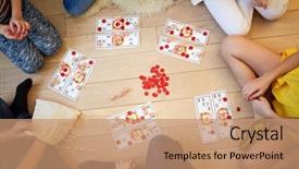  Presentation with play children - Cool new PPT theme with abstra - children play russian lotto sitting backdrop and a coral colored foreground