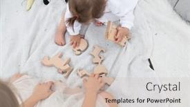  Presentation with play children - Amazing theme having children-play-with-wooden-toys backdrop and a soft green colored foreground