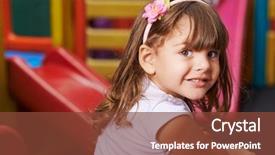  Presentation with kindergarten - Presentation theme with children playground - smiling girl playing happily background and a tawny brown colored foreground