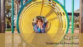  Presentation with playground - Cool new PPT layouts with children-playground-beautiful-sunny-day backdrop and a yellow colored foreground