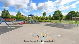  Presentation with playground - Amazing slide deck having children playground in summer backdrop and a soft green colored foreground
