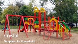  Presentation with designs - Colorful PPT theme enhanced with children playground with red designs backdrop and a coral colored foreground