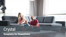  Presentation with family children - Presentation theme consisting of children playing a video game background and a dark gray colored foreground