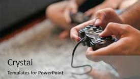  Presentation with family children - Beautiful presentation featuring children playing a video game backdrop and a light gray colored foreground