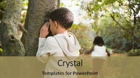  Presentation with hide - Audience pleasing theme consisting of children playing hide and seek backdrop and a coral colored foreground