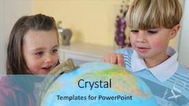  Presentation with children playing - Beautiful theme featuring children-playing-in-front backdrop and a light blue colored foreground