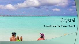  Presentation with children playing - Beautiful theme featuring children playing in surf at a tropical beach backdrop and a arctic colored foreground