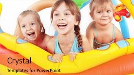  Presentation with poor children educaion - Beautiful presentation theme featuring children playing in swimming pool backdrop and a yellow colored foreground