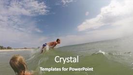  Presentation with children playing - Colorful presentation design enhanced with children playing in the sea backdrop and a violet colored foreground