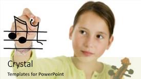  Presentation with group of three young girl - Audience pleasing theme consisting of children playing music - young girl writing backdrop and a blonde colored foreground