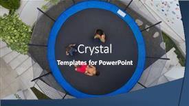  Presentation with children playing - Slides consisting of children-playing-on-trampoline-aerial and a ocean colored foreground