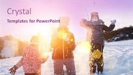  Presentation with snow day - Presentation theme consisting of children-playing-snowballs-having-fun background and a pink colored foreground