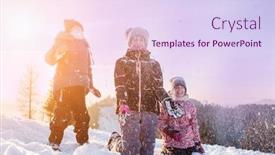  Presentation with happy holidays - Theme having children-playing-snowballs-having-fun background and a sky blue colored foreground