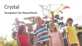  Presentation with children playing - Beautiful theme featuring children playing with a kite backdrop and a white colored foreground