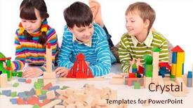  Presentation with children playing - Cool new PPT theme with children playing with blocks backdrop and a  colored foreground