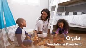  Presentation with building blocks - Colorful presentation theme enhanced with children playing with building blocks backdrop and a coral colored foreground