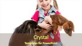  Presentation with children playing - PPT theme with children playing with dogs background and a tawny brown colored foreground