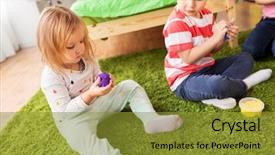  Presentation with children playing - Audience pleasing presentation design consisting of children playing with modelling clay backdrop and a gold colored foreground
